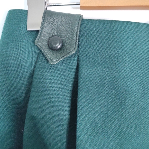 Vintage Pants - Vintage 80s Green Trousers + Leather Detail